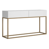 Aparador Eros Pés Em Metal Moderno Estilo Industrial Branco Cor Branco dourado