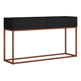 Aparador Eros Sala Estilo Industrial Retro Moderno 2 Gavetas Cor Preto cobre