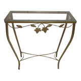 Aparador Ferro 60x20 Com Vidro Dourado Detalhe Folha Uva