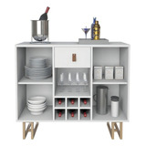 Aparador Industrial Cantinho Do Café Com Pé Dourado Cor Branco dourado