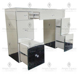 Aparador Penteadeira Espelho Lapidado 120x40x85 7 Gavetas Cor Prateado