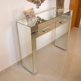 Aparador Penteadeira Espelho Lapidado 2 Gavetas 120x40x85 Cor Prateado