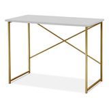 Aparador Steel 90 Cm Estilo Industrial Com Pés Em Aço Cor Dourado branco