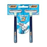 Aparelho De Barbear BIC Comfort- 2 Lâminas- Pele Normal- 835389- 2 Unidades- Cabo Antideslizante Para Melhor Controle- BIC- Azul- Pacote De 2