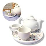 Aparelho De Chá Café Bule 400ML 02 Xícaras 50ML Bandeja De Porcelana