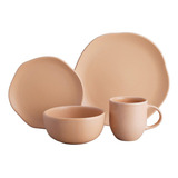 Aparelho De Jantar Ceramica Bege Areia Prato Xicara Bowl