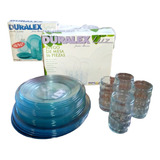 Aparelho De Jantar Duralex Antigo Azul Luz Na Caixa Orig