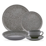 Aparelho De Jantar E Chá 20 Peças Flat Gray Cor Cinza Oxford