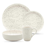 Aparelho De Jantar E Lanche 16 Peças Oxford Flat Chuvisco Cor Branco