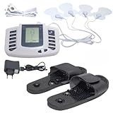 Aparelho Fisioterapia Massageador Com Eletrodos Pulso Eletrico Portátil Acupuntura Acompanha Chinelo E 2 Pares De Adesivos Dor Tensao Muscular Tens 1