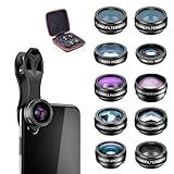Apexel Kit De Lentes De Câmera De Celular APL DG10 10 Em 1 Lente Grande Angular E Lente Macro Lente Olho De Peixe Lente Teleobjetiva CPL Fluxo Radial Filtro Estrela Lente Caleidoscópio 3 6