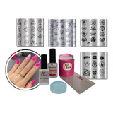 Apipila Kit Placas E Carimbos De Unhas Completo 