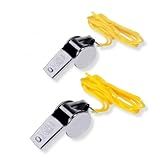 Apito De Metal Profissional Com Cordão - 2 Unidades