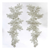 Aplique Bordado De Renda Roupas Tecido Flores Lindo 2 Peças