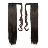 Aplique Cabelo Castanho Liso Rabo De Cavalo Extensão