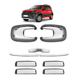 Aplique Kit Maçaneta Retrovisor Cromado Uno Vivace Friso Cap