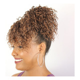 Aplique Rabo De Cavalo Afro Puff Encaracolado Franja Cobre