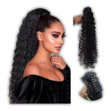 Aplique Rabo De Cavalo Cacheado Afro Presilha Fibra Organica Cor Preto