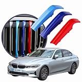 Apliques M Performance Para Grade De 8 Aletas Compatível Com BMW Série 3 G20 Azul Claro Azul Escuro E Vermelho