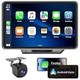 APOKAMORI Apple Carplay Portátil De 7 Polegadas Tela Sensível Ao Toque Sem Fio Duplo Din Estéreo Compatível Com Apple Carplay E Android Auto Estéreo Para Carro Com Câmera De Backup Bluetooth 
