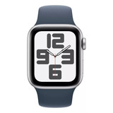 Apple Watch Se (2ª Geração) Gps - Caixa Prateada 44mm, Pulseira Esportiva Azul-tempestade M/l