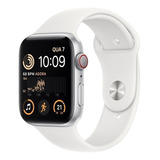 Apple Watch Se Gps Cellular Caixa Prateada De Alumínio 44 Mm Pulseira Esportiva Branca Padrão