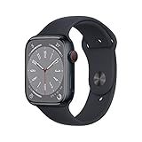 Apple Watch Series 8 GPS Cellular Smartwatch Com Caixa Meia Noite De Alumínio 45 Mm Pulseira Esportiva Meia Noite Padrão