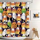 APROPHIC Cortina De Chuveiro De Halloween Para Banheiro- Lindo Chapéu De Bruxa Fantasma De Halloween- Cortina De Chuveiro De Abóbora- Decoração De Casa De Banho De Todos Os Santos- Tecido Impermeável