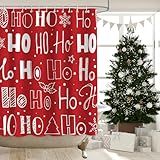 APROPHIC Cortina De Chuveiro Engraçada De Natal Para Decoração De Banheiro Ho Ho Ho Flocos De Neve Natal Inverno Ano Novo Feriado Vermelho Impermeável Tecido Poliéster Conjunto De Cortina De Chuveiro Com 12 Ganchos 182 X 182 Centímetros
