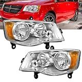 APSVE 2 Peças De Farol Cromado Compatível Com Dodge Grand Caravan 2011 2012 2013 2014 2015 2016 2017 2018 Dodge Grand Caravan Para Chrysler Town Country 2008 2016 Farol De Estacionamento De Canto