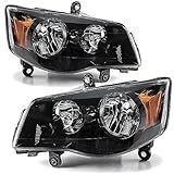 APSVE 2 Peças De Farol Preto Compatível Com Dodge Grand Caravan 2011 2012 2013 2014 2015 2016 2017 2018 Dodge Grand Caravan Para Chrysler Town Country 2008 2016 Farol Luz De Sinalização De Seta De