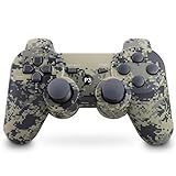 Apzia PS3 Controle Sem Fio Duplo Choque Remoto Gamepad Para Sony PlayStation 3 Com Cabo De Carregamento  Cinza Camuflado 