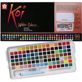 Aquarela Em Pastilha Koi Water Colors 96 Cores Mega Estojo