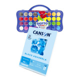 Aquarela Giotto 36 Cores 2 Pincéis Bl Aquarela 300g 12 A4