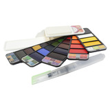 Aquarela Pastilha 25 Cores Sinoart Em Leque