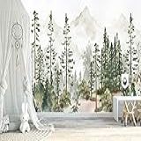 Aquarela Pinheiro Floresta Montanhas Papel De Parede Descasque E Cole Papel De Parede Adesivo De Decoração De Berçário Tecido Floresta Decalque Tamanhos Personalizados Mural 3195 Amostra De 30 Cm