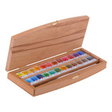 Aquarela White Nights Pastilha 24 Cores Estojo Madeira