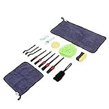 Aramox Kit De Ferramentas De Limpeza De Carro 16 Peças Pincéis De Detalhamento Escovas De Lavagem Rodas Pneu Kit De Ferramentas De Limpeza Para Painel Interior Exterior E Janela De Assento