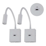 Arandela Cabeceira Leitura Led Branco Usb Interruptor Kit 2