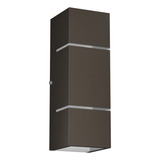 Arandela Externa De Parede Muro Em Alumínio 30cm 2 Frisos E Fachos E27 Comum Mf116 Cor Marrom
