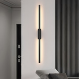 Arandela Fit 240 Leds 18w Perfil Led Preto Luz Indireta Branco Quente Luminária De Parede Mf501 Mega Forte Iluminação