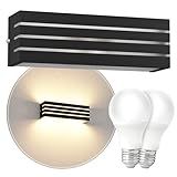 Arandela Frisada Externa Parede Muro LED E27 MF108 Preto Branco Frio