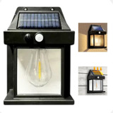 Arandela Luminária Luz Solar Externa Parede Sensor Presença Estrutura Preto Lâmpada Solar Impermeável De Parede Com Filamento De Tungstênio Iluminação Quintal Jardim Varanda