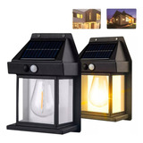 Arandela Solar Parede Externo Led Filamento Colonial Vintage Cor Preto 3 7v