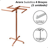 Arara 4 Braços Expositor Roupas De Chão Suástica P Lojas Cor Rosé