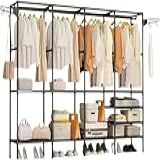 Arara Cabideiro Com Sapateira E 10 Prateleiras 4 Colunas Armário Organizador Quádruplo Para Closet E Quarto De Casal Grande
