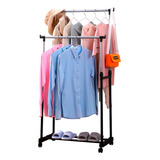 Arara Dupla De Roupas Altura Regulável Sapateira Rodinhas Nw