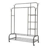 Arara Guarda Roupa Cabideiro Duplo Quarto Closet Sapateiro Cor Preto