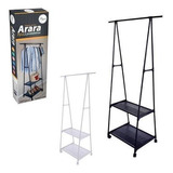 Arara Roupa Cabideiro Aço Guarda Sapateira Prateleira C roda