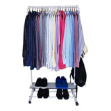 Arara Roupas Aço Sapateira Cabideiro Rodinhas Aço Cor Branco